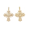 Cross Brass Micro Pave Clear Cubic Zirconia Pendants KK-G435-25G-1