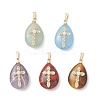 Natural Green Aventurine & Amethyst & Dyed Quartz & Brecciated Jasper & Tiger Eye Pendants PALLOY-JF04842-1
