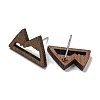 Walnut Wooden Stud Earrings EJEW-B060-01-2