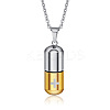 Two Tone 316L Stainless Steel Pill with Cross Urn Ashes Pendant Necklace with Cable Chains BOTT-PW0001-010PG-1