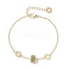 Brass Cubic Zirconia Beads Link Braceletsm Cable Chains Bracelets for Women BJEW-JB13050-2