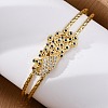 Brass Micro Pave Cubic Zirconia Cuff Bangles for Women BJEW-U025-09G-3