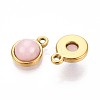 Natural Rose Quartz Half Round Charms STAS-N109-213A-G-2