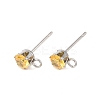 304 Stainless Steel Micro Pave Cubic Zirconia Stud Earring Findings STAS-H240-56P-08-1