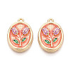 Rack Plating Alloy Enamel Pendants ENAM-T024-89A-G-1