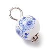 Handmade Flower Printed Porcelain Ceramic Pendants PALLOY-JF03928-01-4