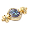 Rack Plating Brass Micro Pave Clear Cubic Zirconia Rhombus Links Connector Charms KK-K385-105G-02-2