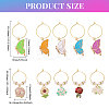 20Pcs Butterfly & Flower Alloy Enamel Wine Glass Charms AJEW-CA00003-2