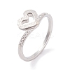 304 Stainless Steel Heart Finger Ring for Women RJEW-C086-06-P-1