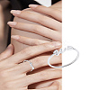 1Pc Letter Brass Rhinestone Open Cuff Rings for Women AJEW-LP0004-47W-S-1