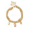 Letter Z & Rectangle & Star Brass Micro Pave Clear Cubic Zirconia Charm Bracelets BJEW-L696-035G-1
