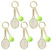5Pcs Opaque Acrylic Tennis with Alloy Tennis Racket Keychains KEYC-YW00243-02-1
