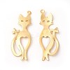 Rack Plating Brass Kitten Pendants X-KK-F772-16G-2