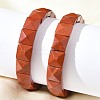 Square Natural Red Jasper Beads Stretch Bracelets for Women Men BJEW-C097-06S-3