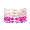 5Pcs 5 Color Spray Painted Crackle Glass Beads Stretch Bracelets for Men Women BJEW-MZ00203-3