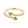 Brass Micro Pave Cubic Zirconia Cuff Rings for Women KK-T071-78G-2