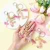 Letter A~Z Transparent Glitter Resin Pendant Keychains KEYC-FZ00024-07-4