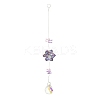 Glass Flower Hanging Suncatchers HJEW-P018-E01-1