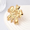 Flower 304 Stainless Steel Open Cuff Rings for Women RJEW-A091-22G-3