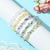 5Pcs 5 Styles Natural Green Aventurine & Quartz Crystal & Prehnite & Citrine & Fluorite Chips Beaded Stretch Bracelet Sets BJEW-JB10872-3
