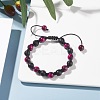 Round Stone Braided Bead Bracelets Set BJEW-JB07260-04-2