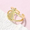 Brass Micro Pave Cubic Zirconia Cuff Rings RJEW-P149-01A-G-3