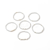 6Pcs 6 Style Natural Shell & Glass Star & Round Beaded Stretch Bracelets Set for Women BJEW-JB09945-01-4