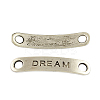 Rectangle Carved Affirmative Word Dream Tibetan Style Alloy Message Links connectors for Bracelet Making X-TIBE-S233-AS-LF-1