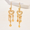 Fashionable Brass Coin with Heart Tassel Hoop Earrings AY1961-3