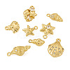8Pcs 8 Styles Ocean Theme Brass Micro Pave Cubic Zirconia Pendants KK-TA0003-32-3