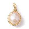 Natural Cultured Freshwater Pearl Copper Wire Wrapped Pendants PALLOY-JF02201-02-2