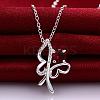Silver Plated Brass Cubic Zirconia Butterfly Pendant Necklaces NJEW-BB06060-A-3