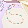 Natural Rose Quartz & Dyed Howlite & Rhodonite Heishi Beads and Natural Cultured Freshwater Pearl Rice Beaded Necklaces for Women NJEW-JN06294-01-1