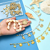 6Pcs 6 Styles Ocean Theme Cowrie Shell & Aluminum & Brass & Alloy Baseball Cap Chain HJEW-SC0002-37-4