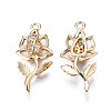 Brass Micro Pave Clear Cubic Zirconia Pendants KK-S359-105-RS-2