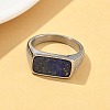 316L Stainless Steel Natural Lapis Lazuli Finger Rings for Women RJEW-U054-02C-03P-2