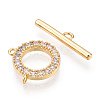Brass Micro Pave Clear Cubic Zirconia Toggle Clasps KK-E068-VC174-3