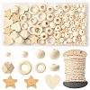 120Pcs 10 Styles Unfinished Wood Beads WOOD-FS0002-37-1