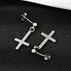 Christian Upside Down Cross 201 Stainless Steel Dangle Stud Earrings EJEW-P314-01A-P-2