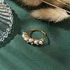Round Natural Pearl Adjustable Rings RJEW-P113-04G-4