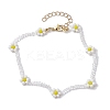 Faceted Rondelle Glass & Glass Seed Anklet AJEW-AN00587-1