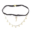 Brass Sun Moon Star Tassel Thigh Leg Chains AJEW-AN00637-01-2