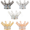 10Pcs 5 Colors Alloy Rhinestone Crown Beads FIND-PA0001-33-1