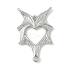 304 Stainless Steel Bat Wings Heart Links Connector Charms STAS-S186-13P-1