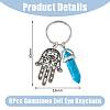 6Pcs 6 Style Alloy Hamsa Hand/Hand of Miriam Pendant Keychain AJEW-DC0001-35-2