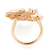 Flower Brass Micro Pave Clear Cubic Zirconia Cuff Ring Settings KK-T076-71G-3