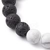 Halloween Natural Howlite and Lava Rock Beaded Stretch Bracelets BJEW-TA00473-4
