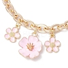 2Pcs 2 Styles Alloy Pink Enamel Flower Bowknot Pendant Cable Chain Purse Decorative Chains AJEW-BA00148-6