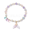 Natural Aquamarine & Rose Quartz & Amethyst Beads Charm Bracelets for Women BJEW-JB11731-1
