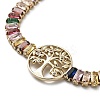Tree of Life Brass Link Bracelet with Colorful Cubic Zirconia Tennis Chains BJEW-G690-02G-2